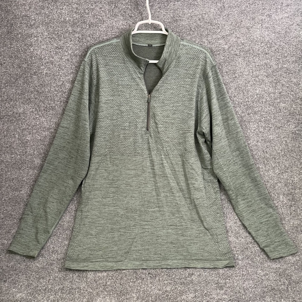 Lululemon Metal Vent Tech Pullover Mens Sz L Green 1/2 Zip Running Training